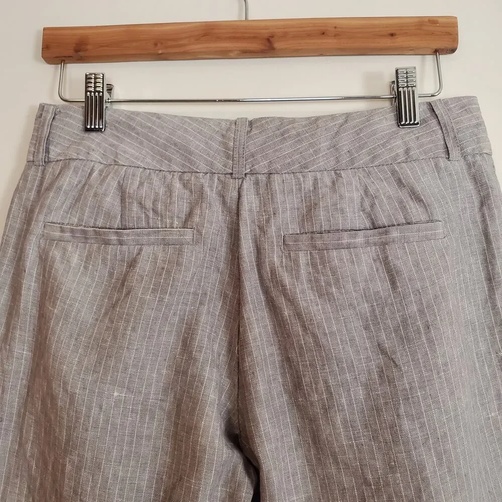 Banana Republic The Martin Fit Pinstriped Linen Trouser Gray 4P